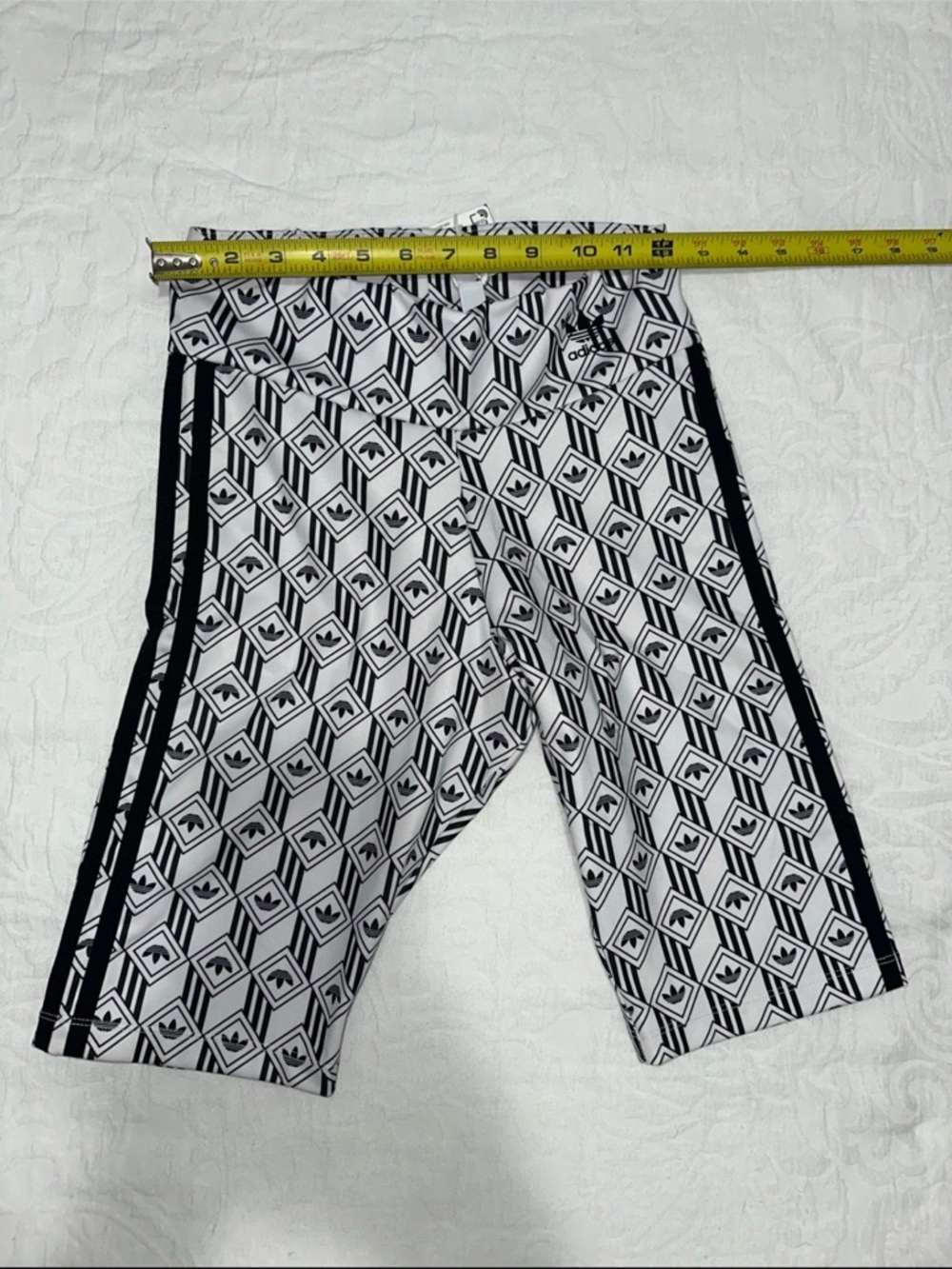 adidas Black and White Trefoil Print Shorts